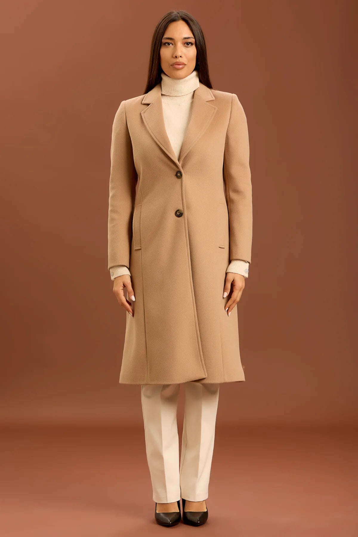 Cappotto doppio bottone - cammello