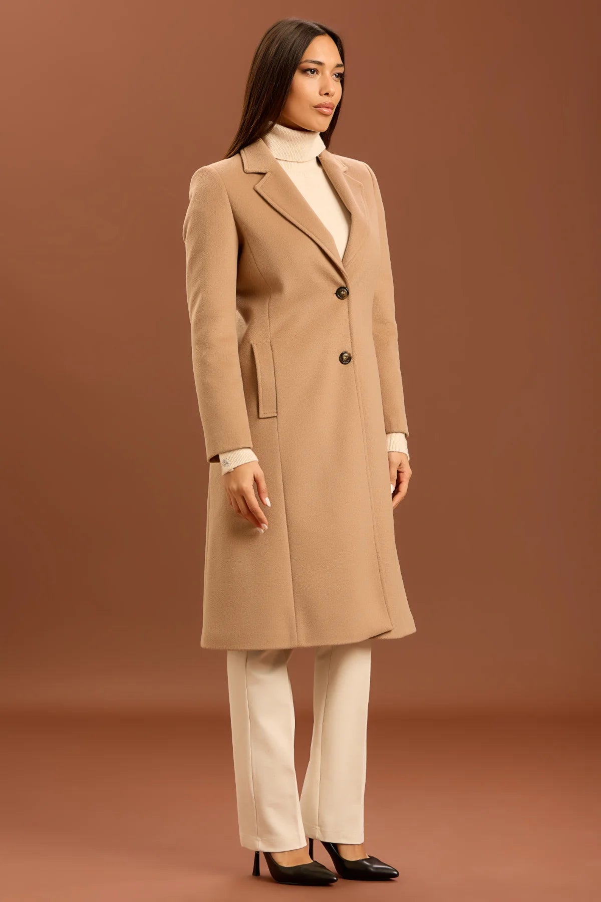 Cappotto doppio bottone - cammello