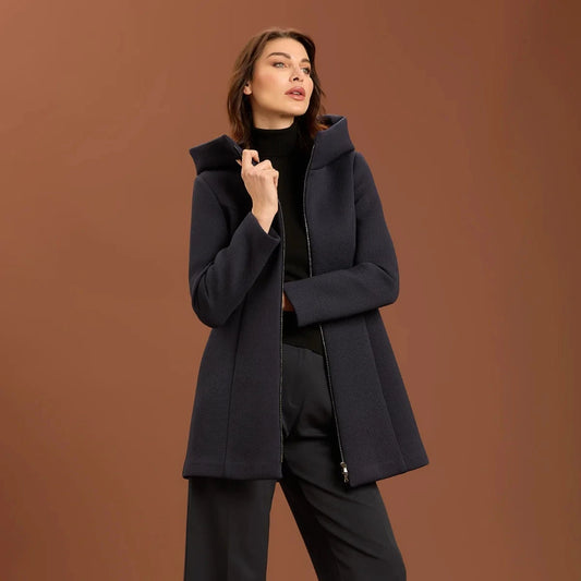 Cappotto midi con zip - Navy