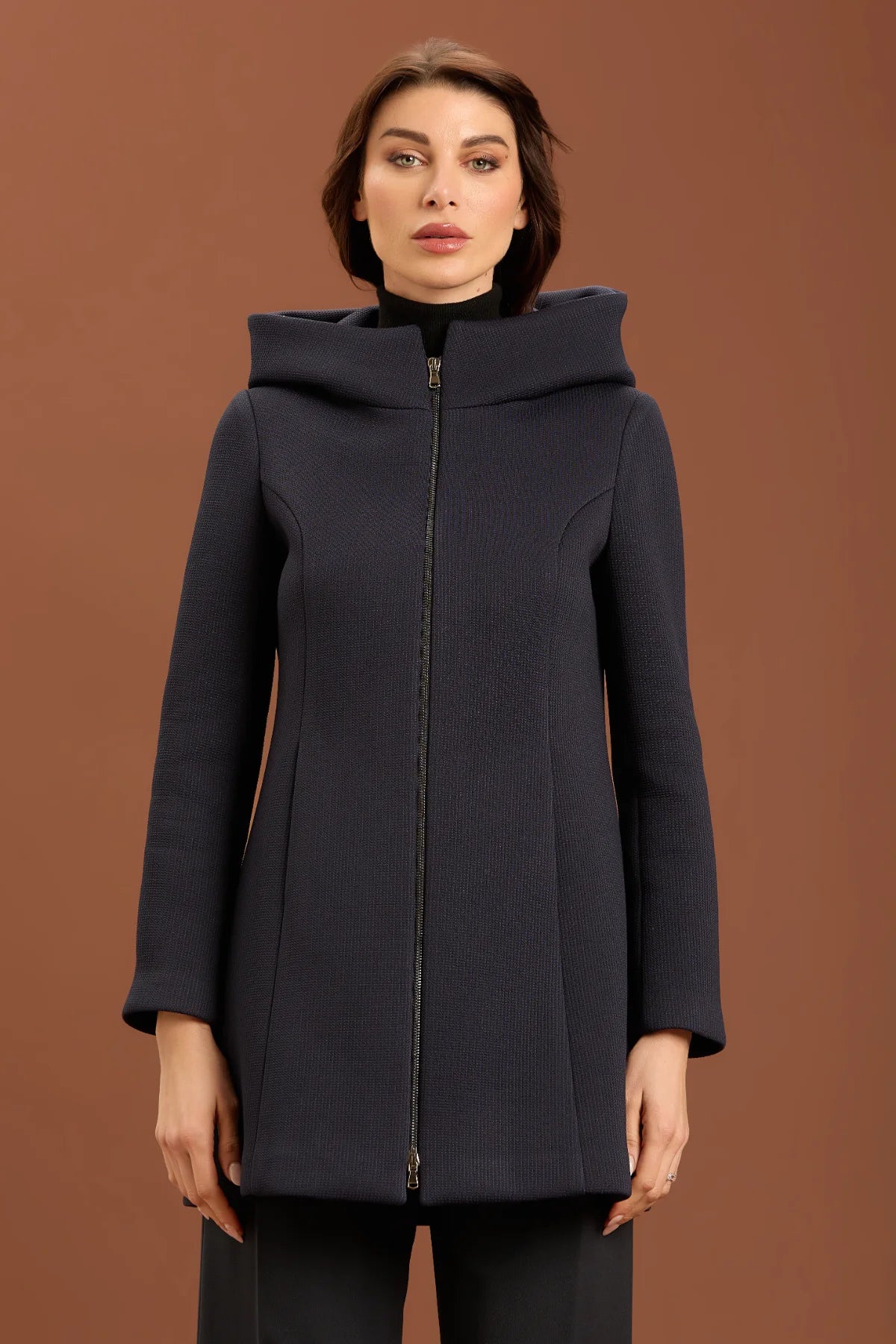 Cappotto midi con zip - Navy
