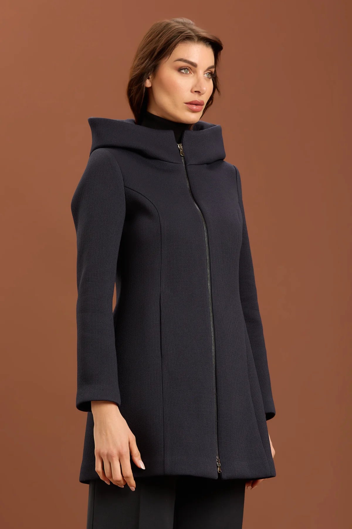 Cappotto midi con zip - Navy