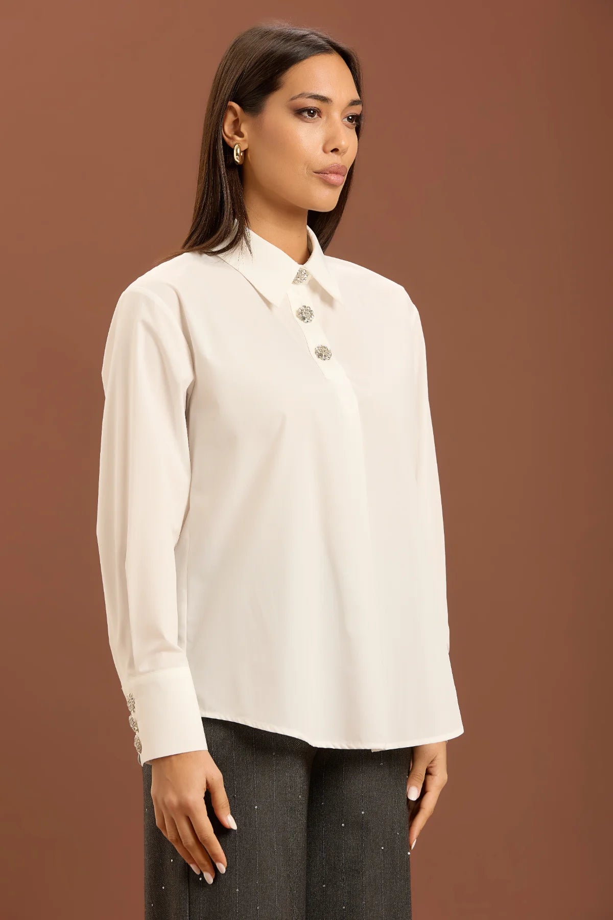 Camicia dettaglio bottoni - Panna