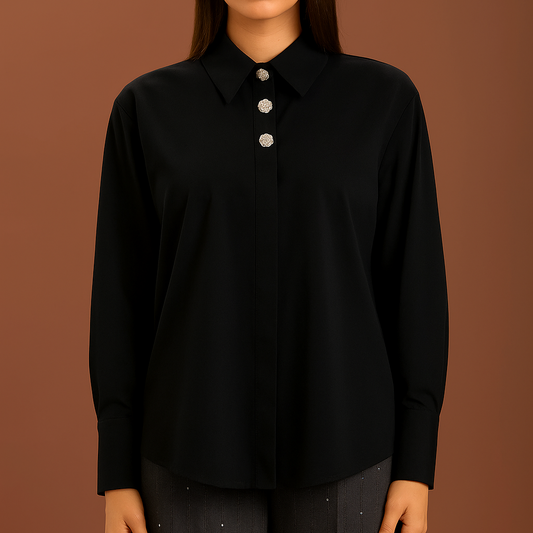 Camicia dettaglio bottone - Nero