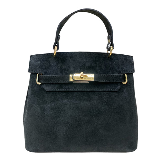 BORSA MANILA IN PELLE CAMOSCIO NERO