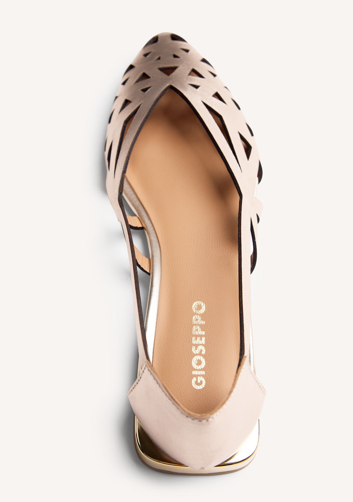 Ballerine in pelle traforata platino