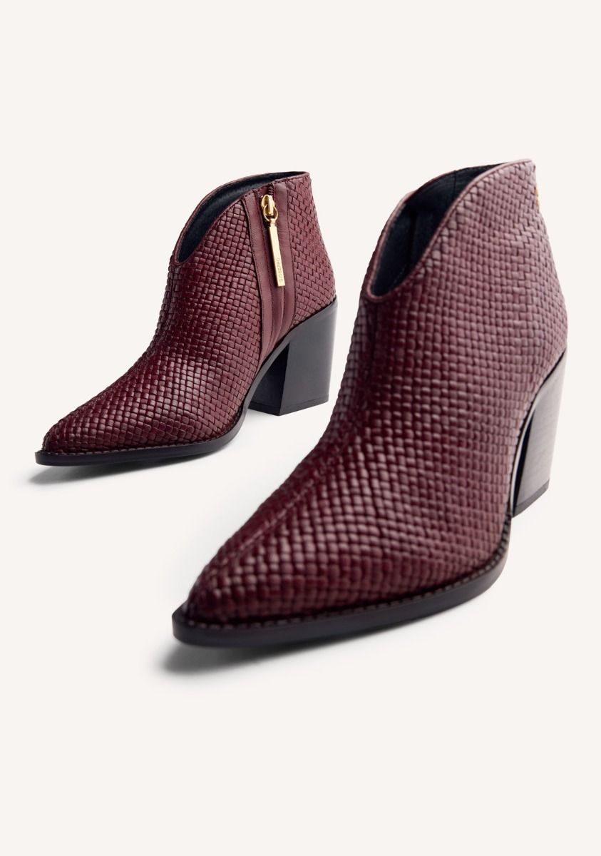 Stivaletto pelle intrecciata