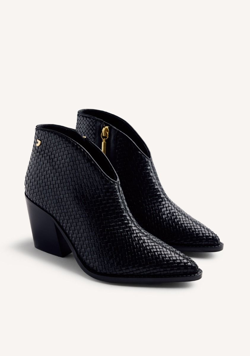 Stivaletto pelle intrecciata