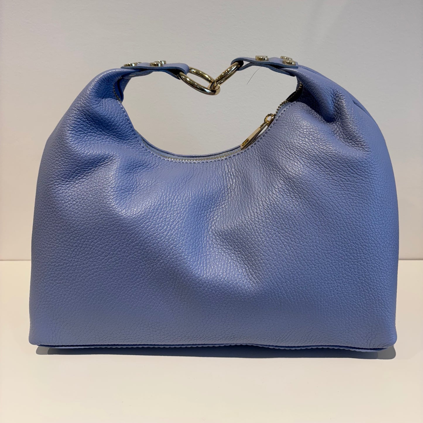 Borsa in pelle azzurro polvere