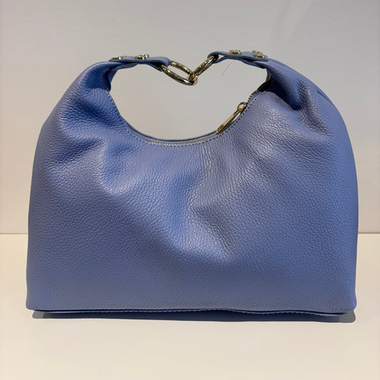 Borsa in pelle azzurro polvere