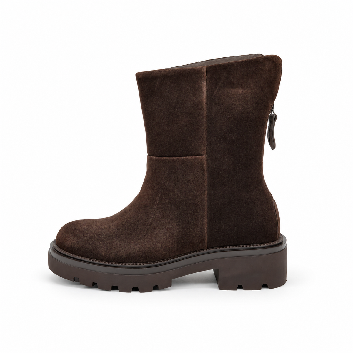 stivaletti donna, Dafne,  marrone, testa di moro, camoscio, gambale medio, senza zip, slip on, suola chunky, carrarmato, suola lug, nuova collezione