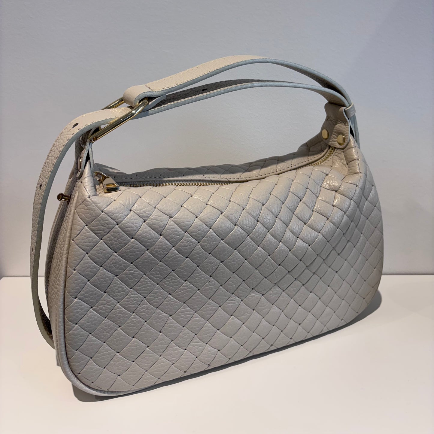 Borsa FLORA intreccio panna