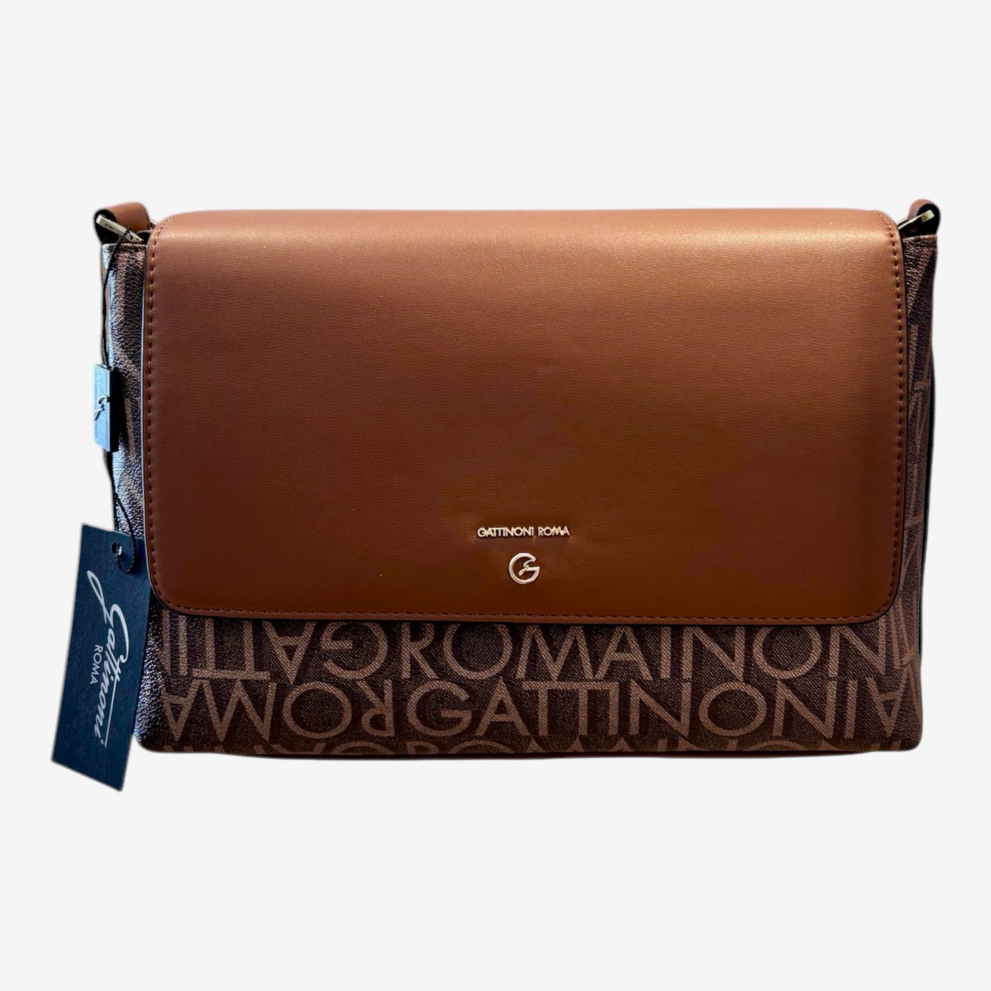 Borsa Gattinoni in pelle cuoio e stampa logo