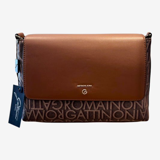 Borsa Gattinoni in pelle cuoio e stampa logo