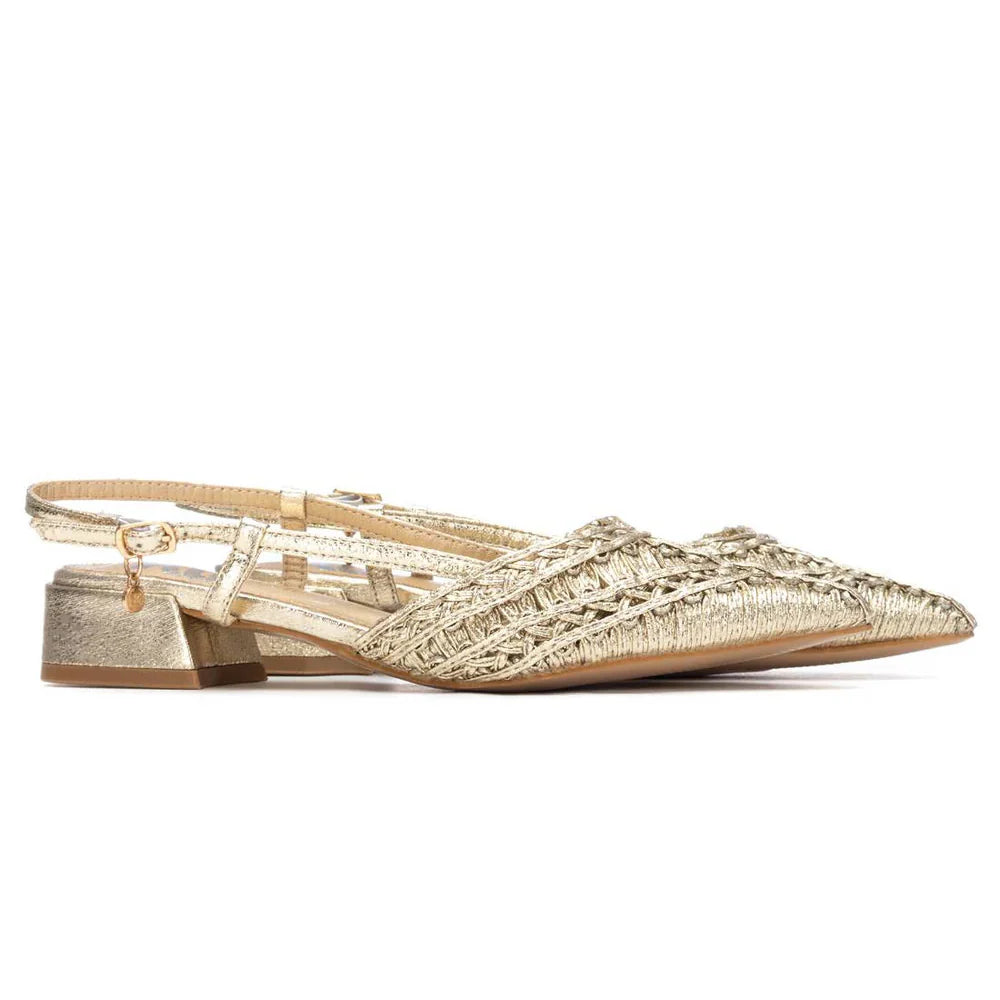 Scarpa Slingback a Punta con tacco 3 cm - Oro