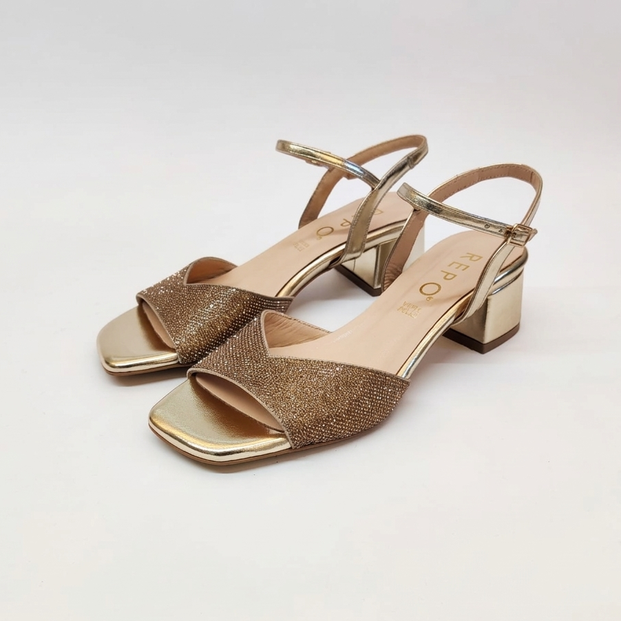 Sandali gioiello con tacco 4 cm  - gold