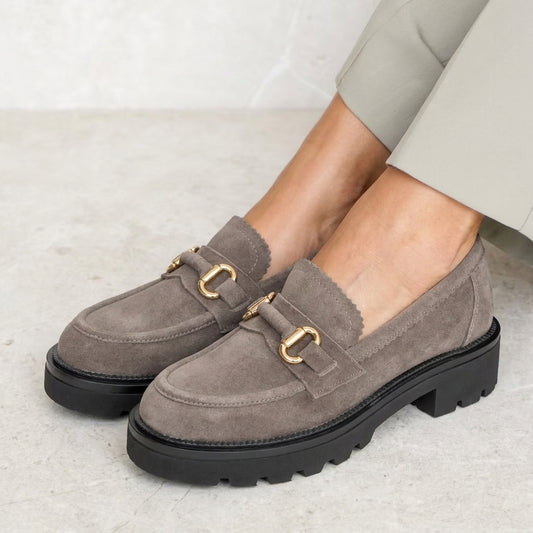 Mocassini Dafne in camoscio grigio