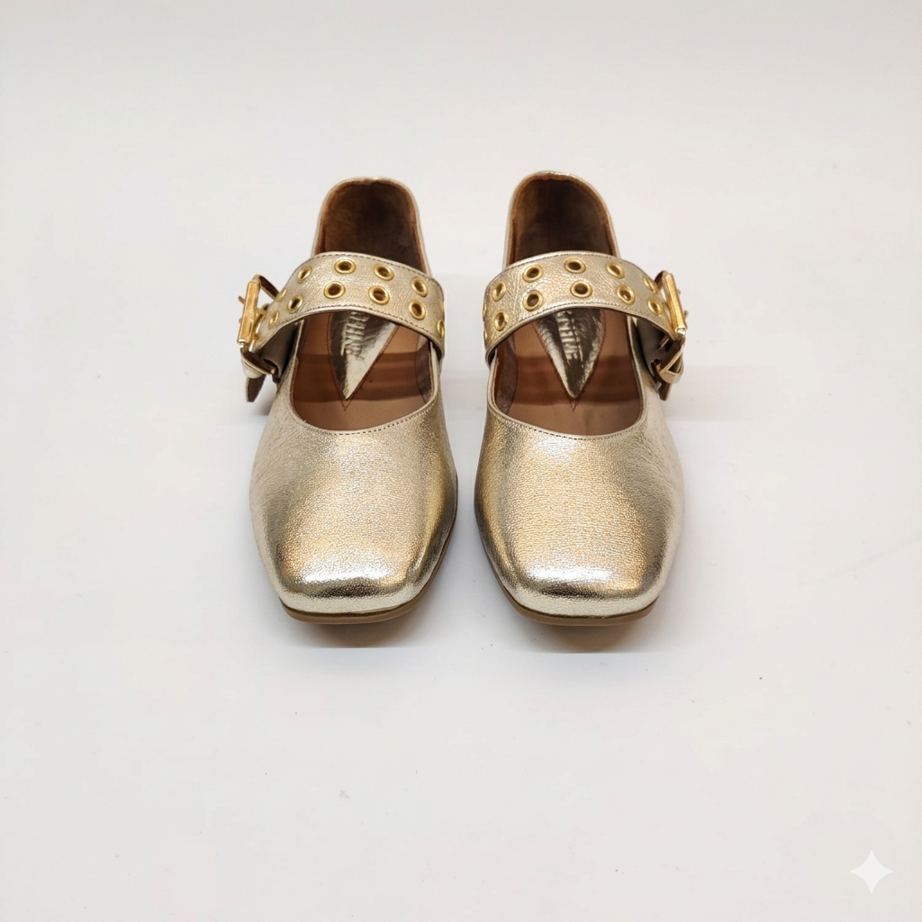 Ballerina flat con cinturino gold