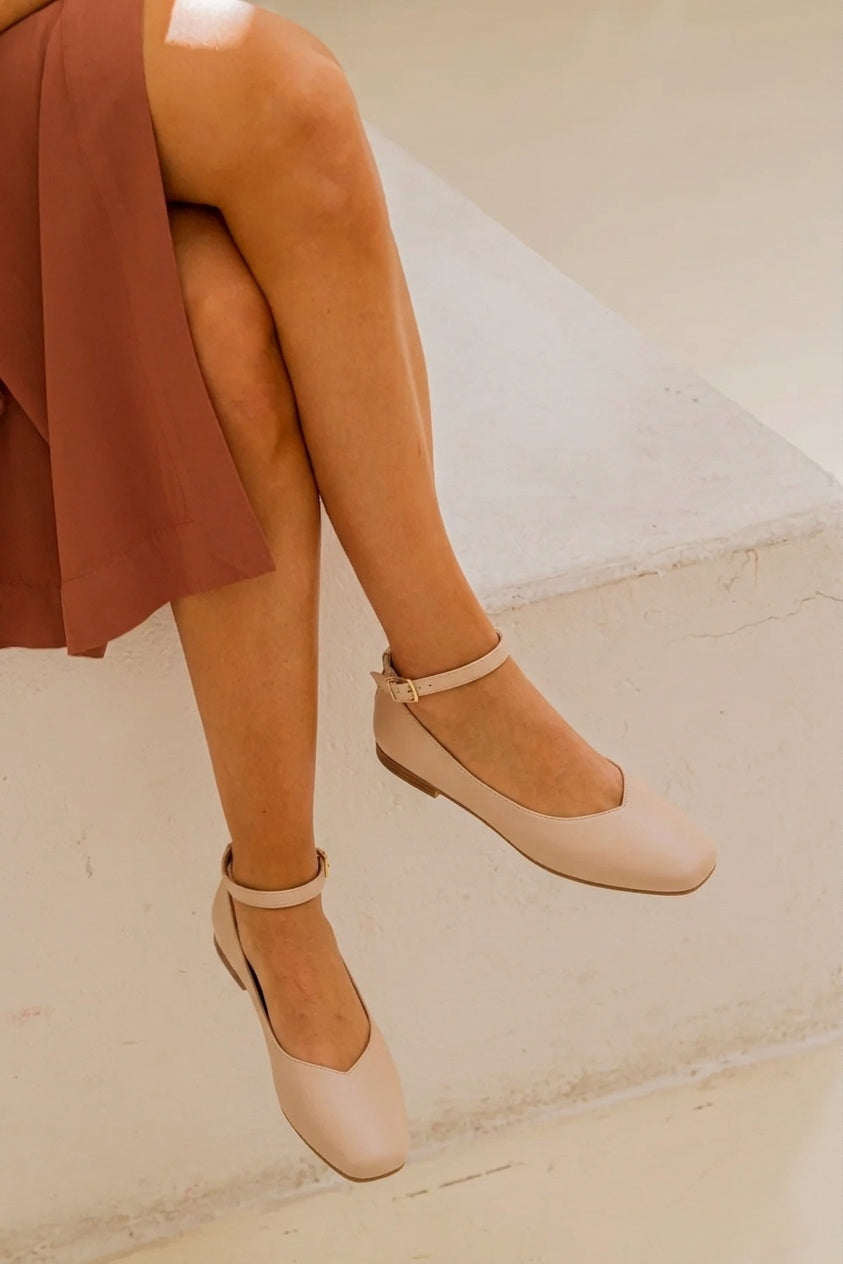 Ballerina in nappa punta quadrata