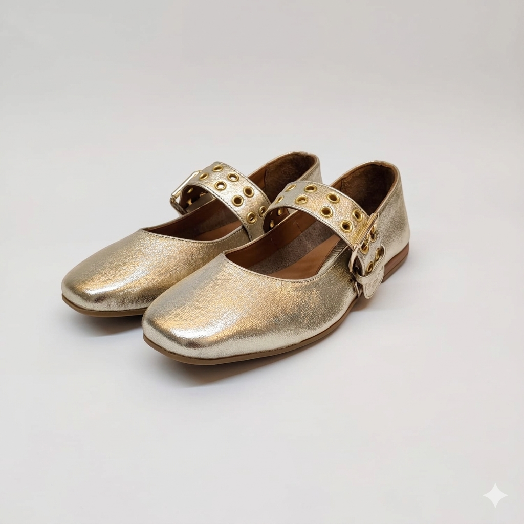 Ballerina flat con cinturino gold