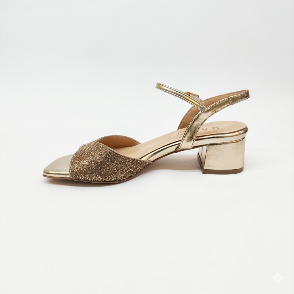 Sandali gioiello con tacco 4 cm  - gold