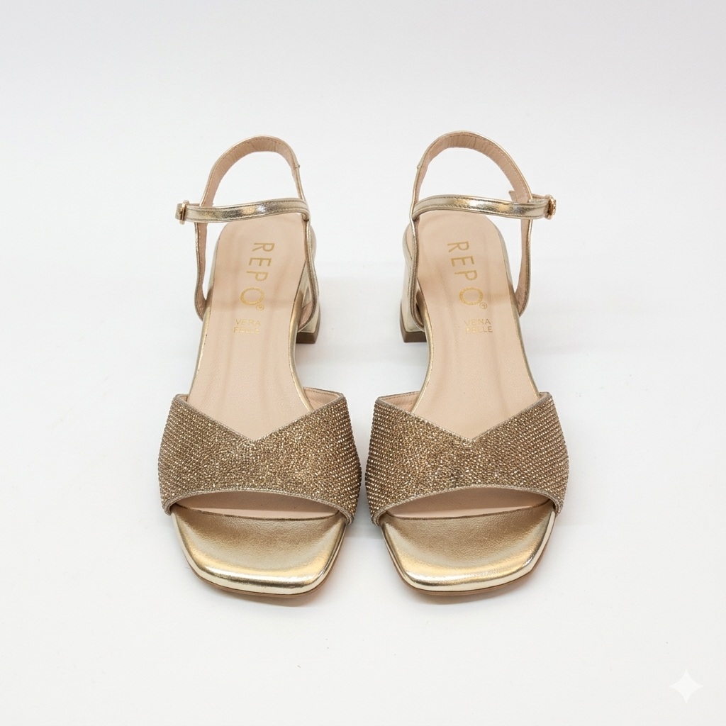 Sandali gioiello con tacco 4 cm  - gold