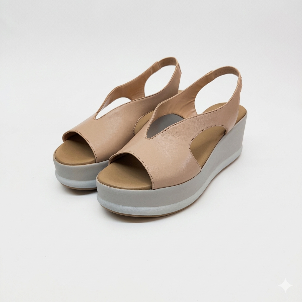 Sandali con zeppa in pelle
