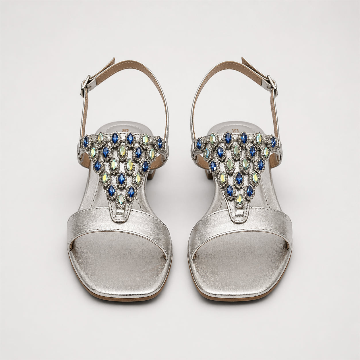 Sandali gioiello in pelle argento
