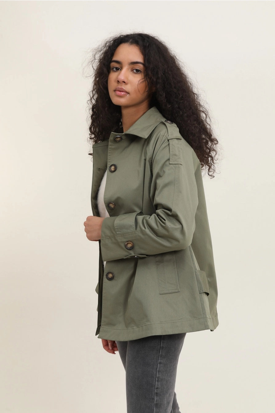 Trench corto kaki
