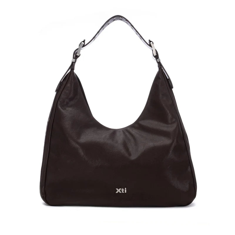 Borsa a spalla con borchie - Brown