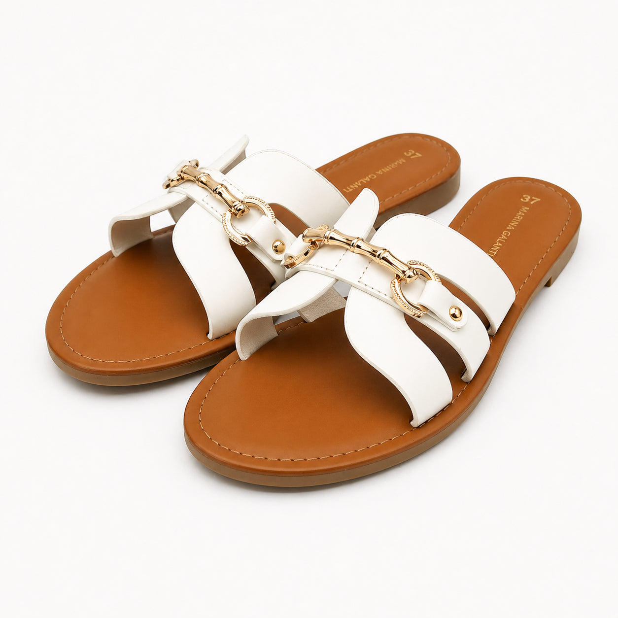 Sandali slides in pelle
