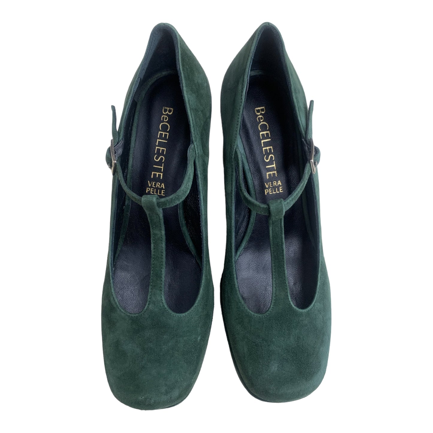 SCARPA CHARLESTON IN PELLE SCAMOSCIATA VERDE BOSCO CON PLATEAU