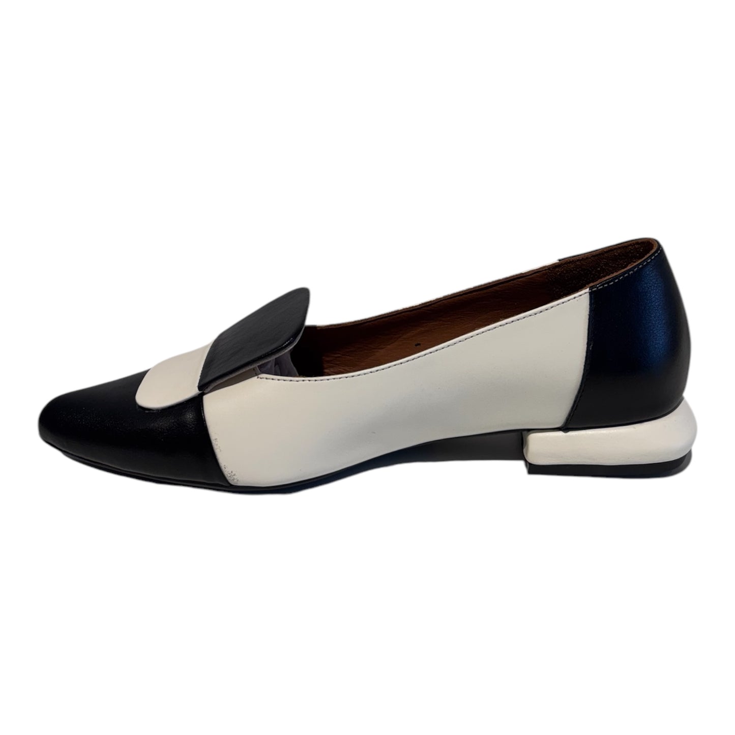 BALLERINE IN PELLE NERA E PANNA