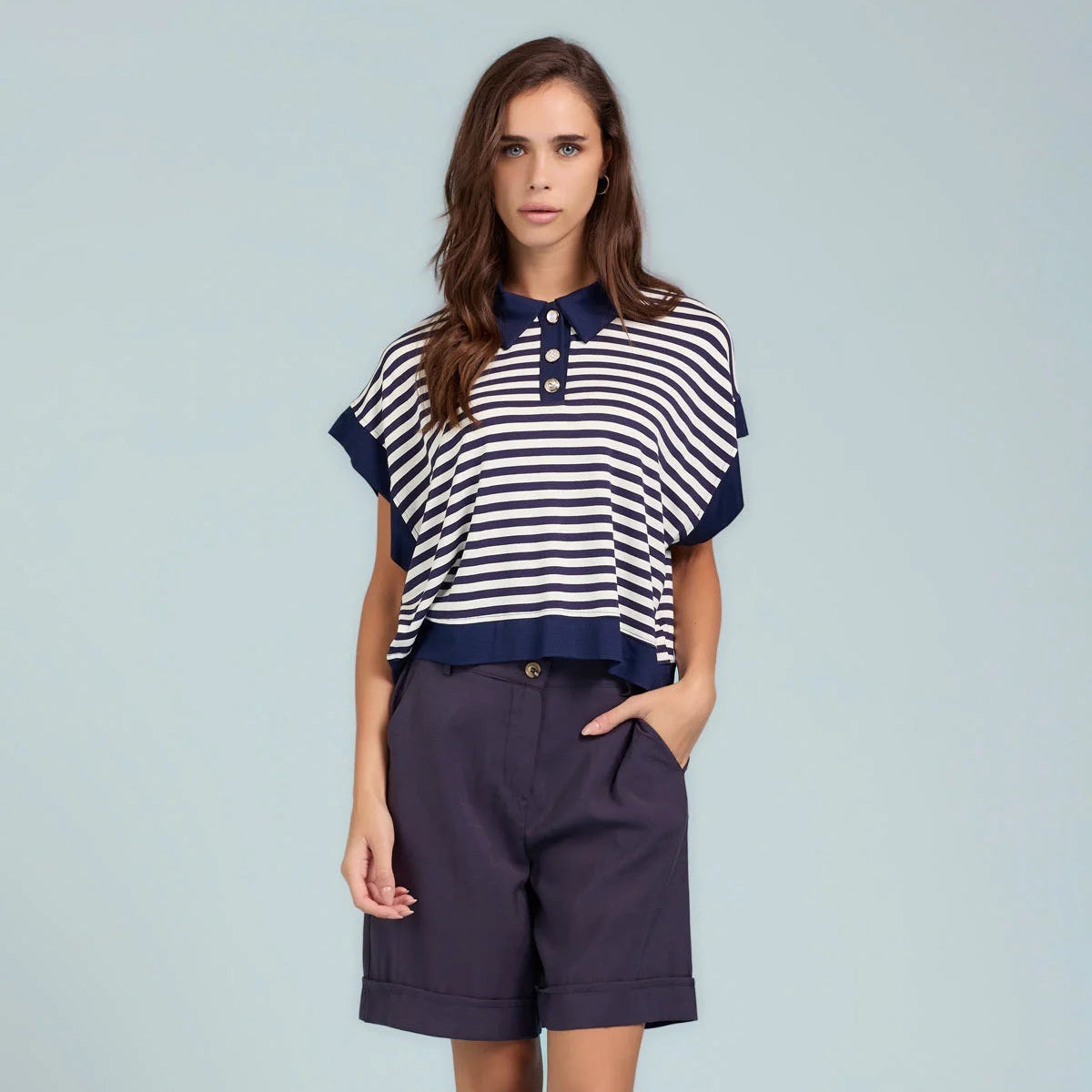 Bermuda in cupro - Navy