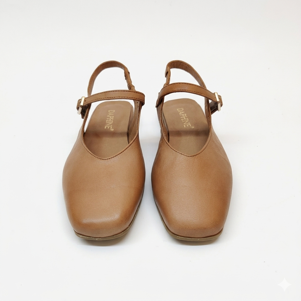 Scarpa Slingback flat in Pelle con cinturino