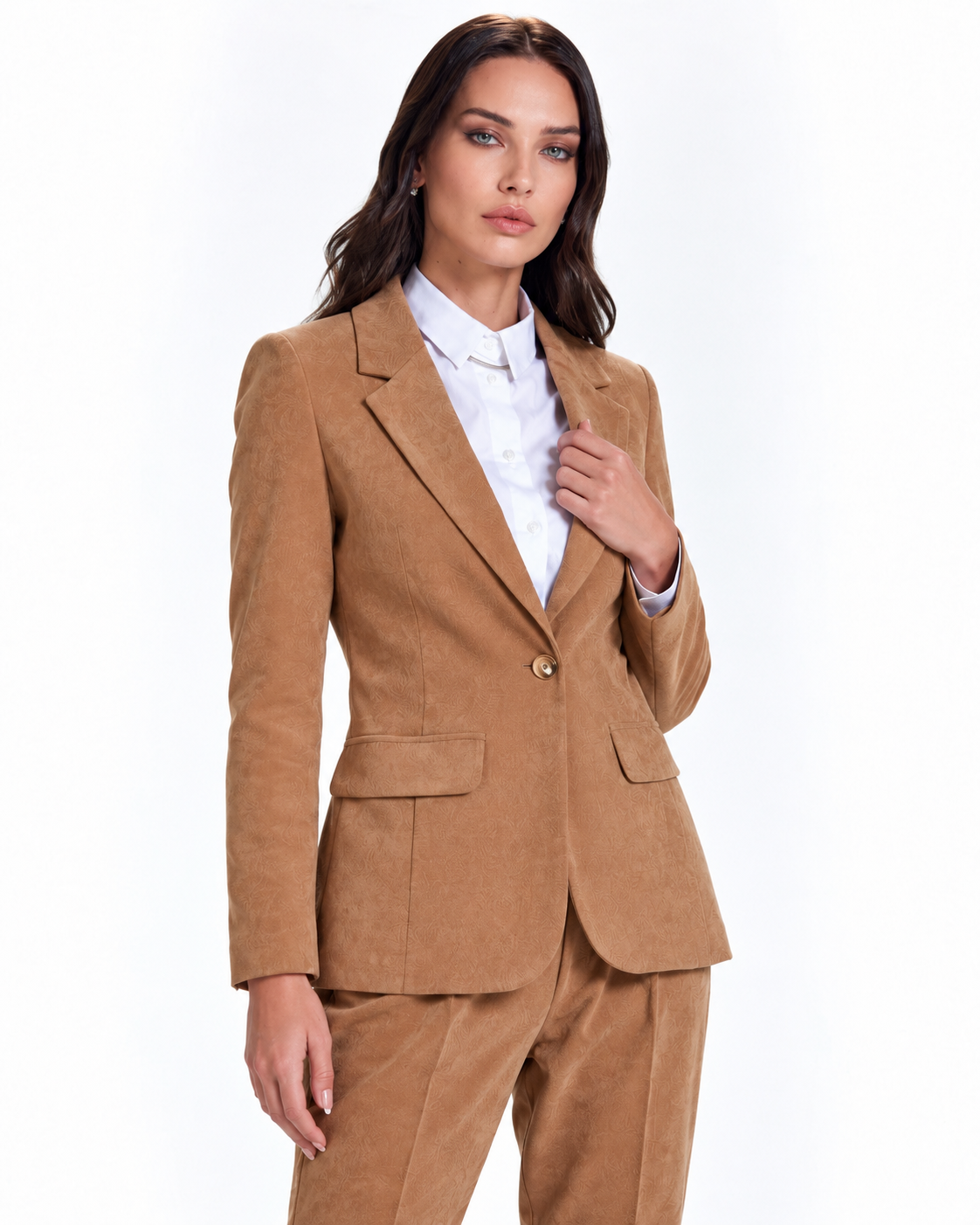 Tailleur in dainetto camel