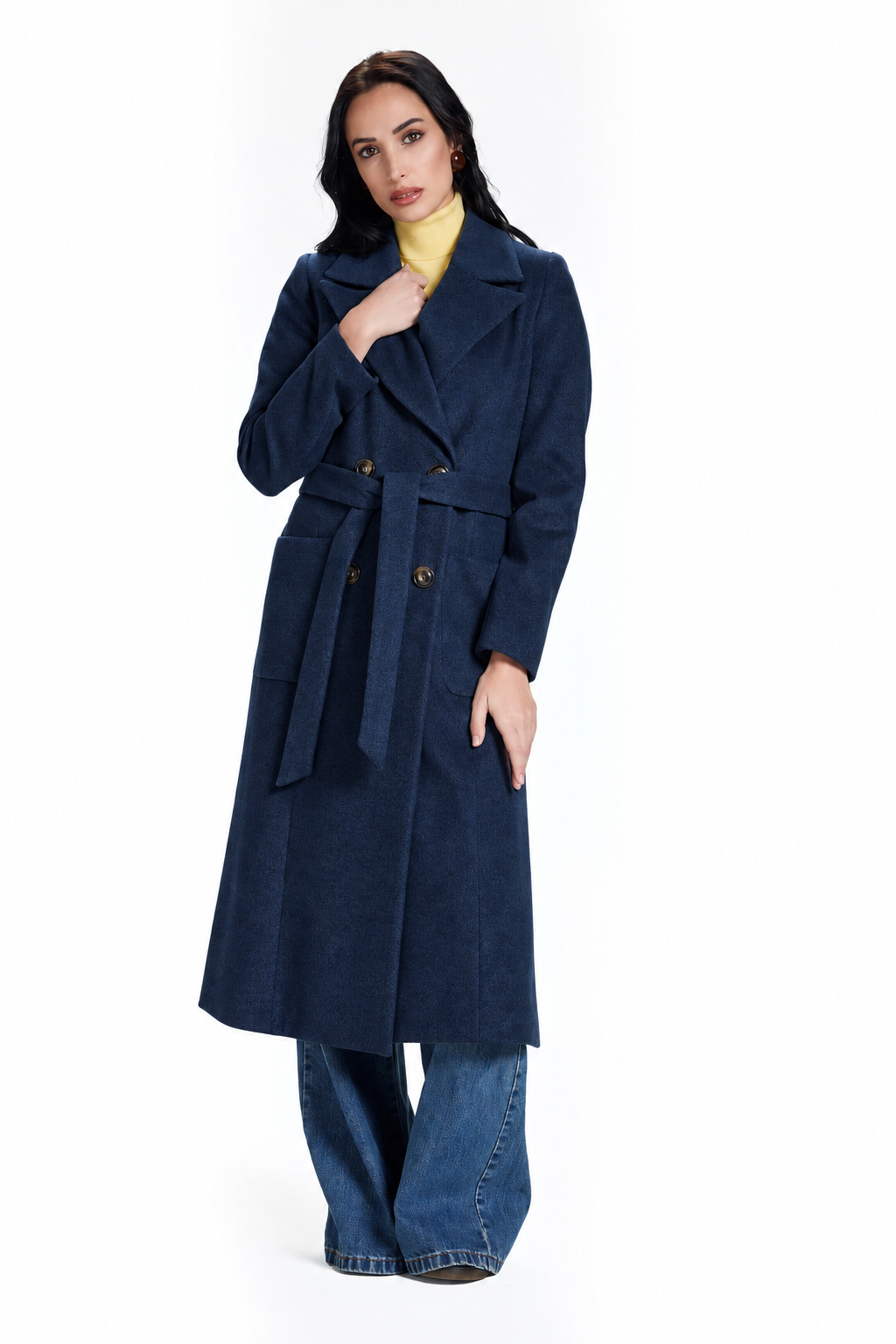 Cappotto lungo con cinta Take.Two