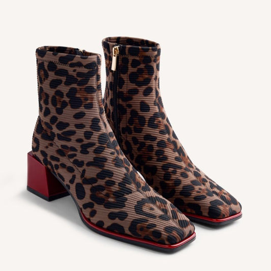 Stivaletto in tessuto animalier
