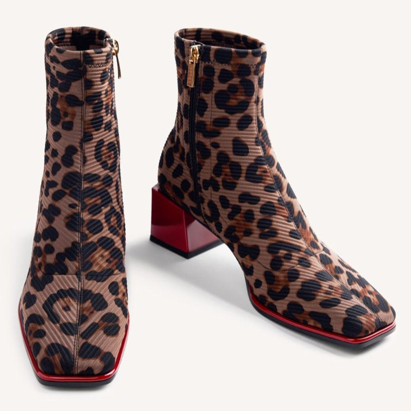 Stivaletto in tessuto animalier