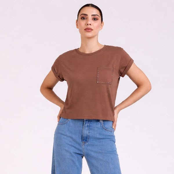 T-shirt taschino gioiello - Mocha