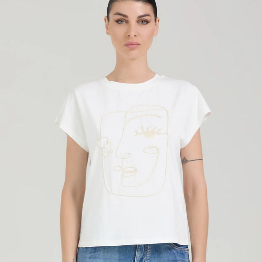 T-shirt ricamo viso