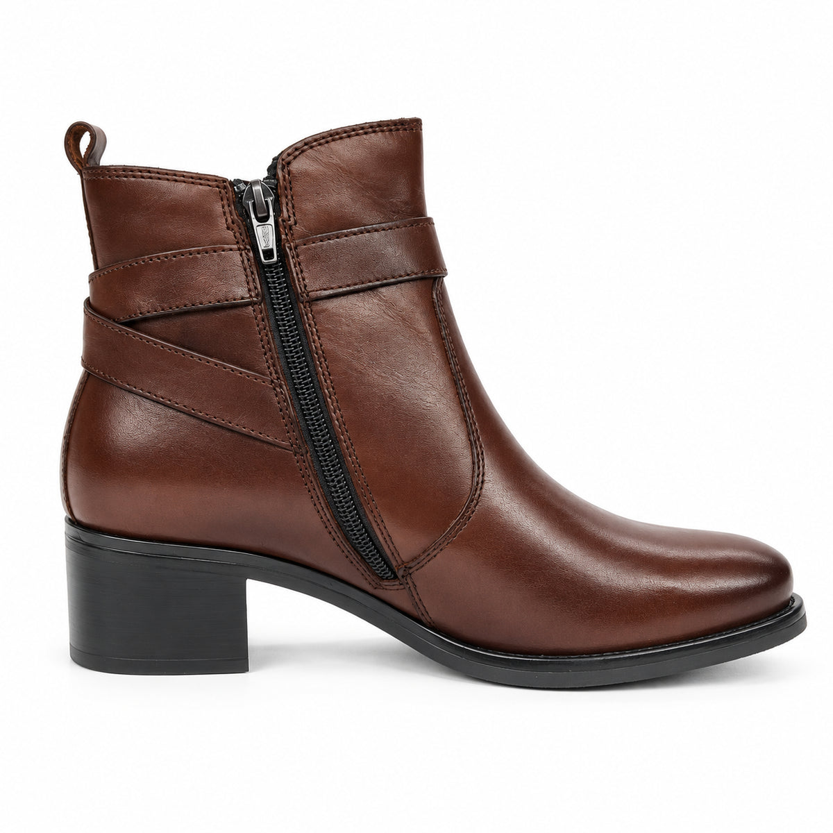 Stivaletti Classici in Pelle Marrone con Tacco