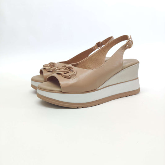 Sandalo Repo beige con zeppa