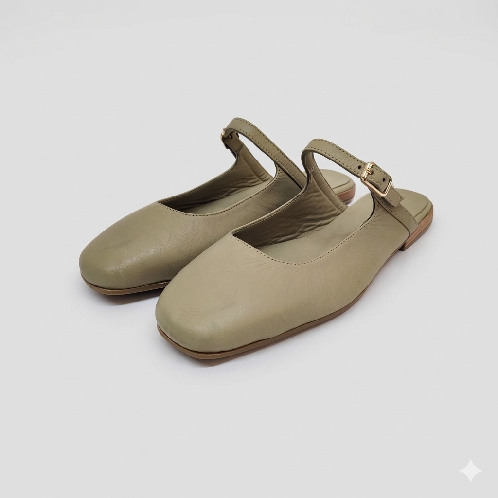 Scarpa Ciabattina Mules in Pelle verde