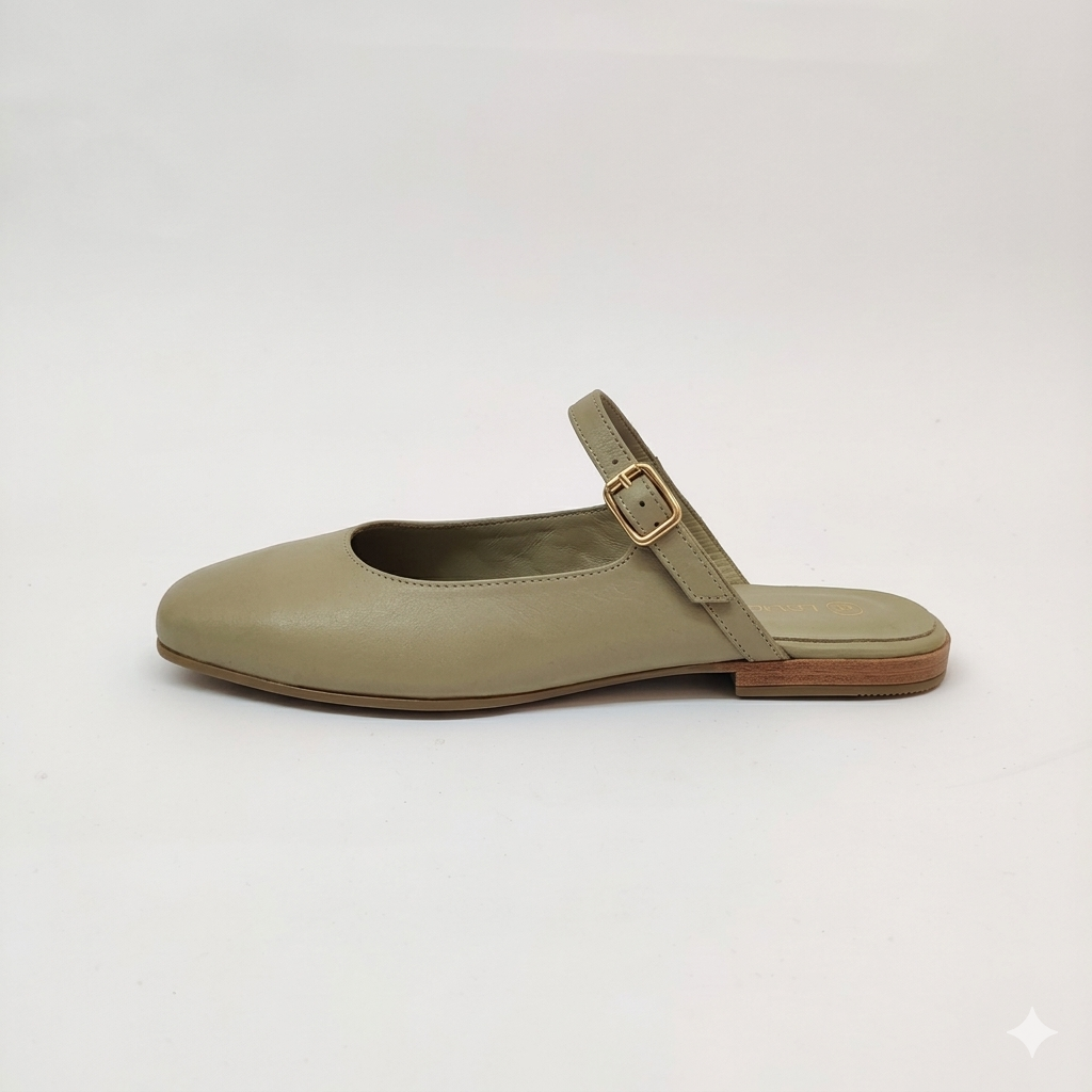 Scarpa Ciabattina Mules in Pelle verde