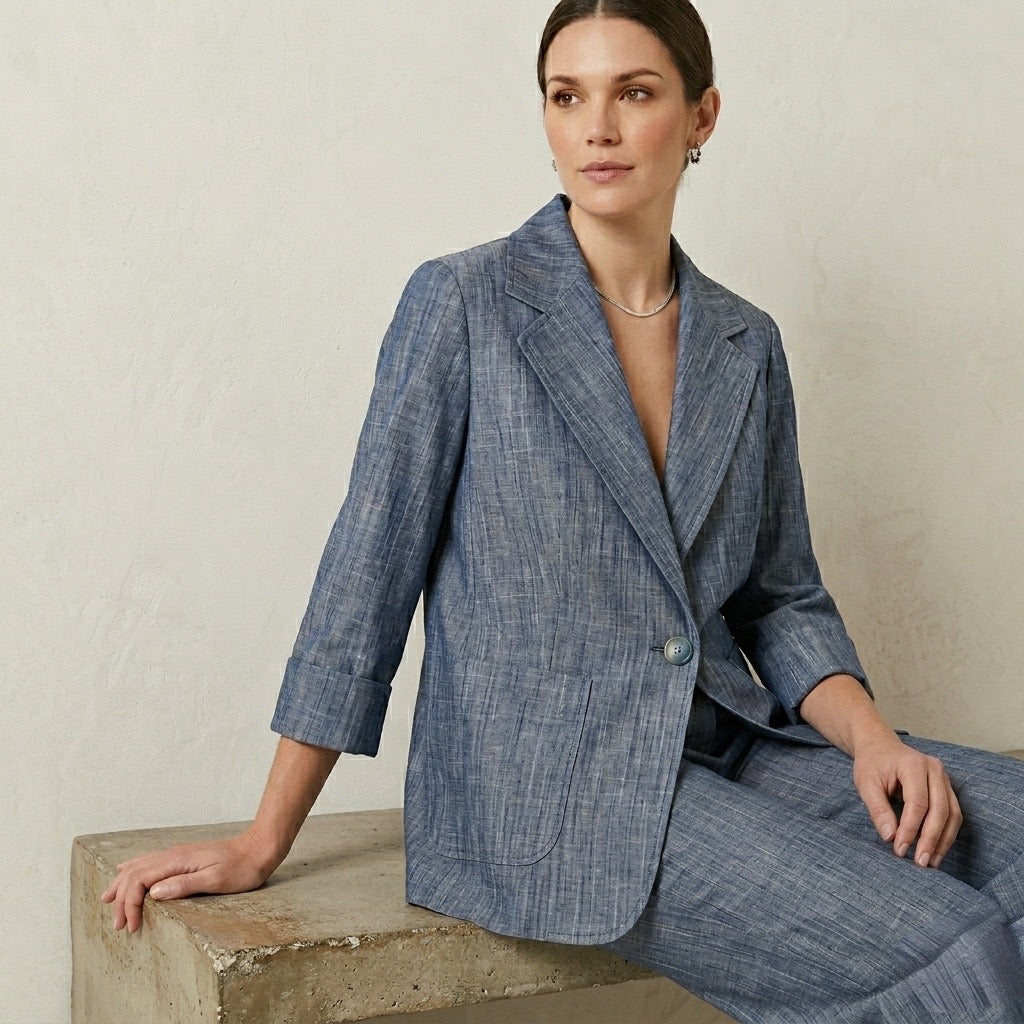 Blazer di  jeans con manica a tre quarti