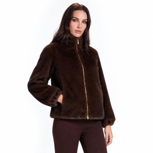 Pelliccia con zip moro Take.Two