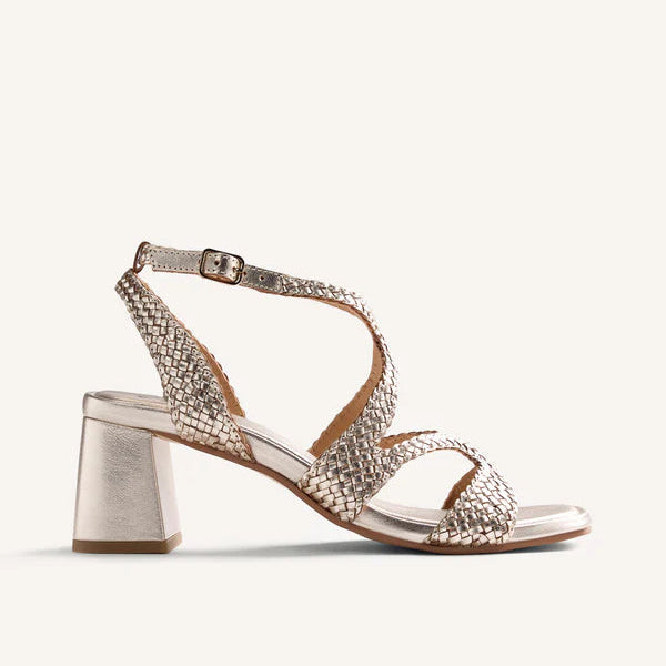 Sandali in pelle intrecciata - Platino