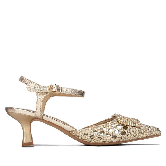 Slingback metallizzata traforata - Oro