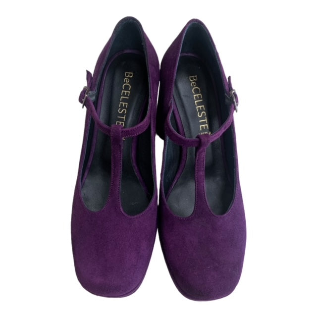 SCARPA CHARLESTON IN PELLE SCAMOSCIATA VIOLA CON PLATEAU