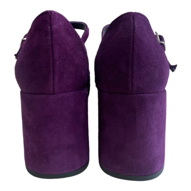 SCARPA CHARLESTON IN PELLE SCAMOSCIATA VIOLA CON PLATEAU